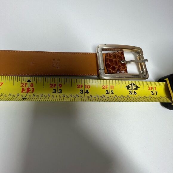 Lauren Ralph Lauren Brown Coqnac Italian Leather Belt Size M Crocodile Print - Picture 8 of 8